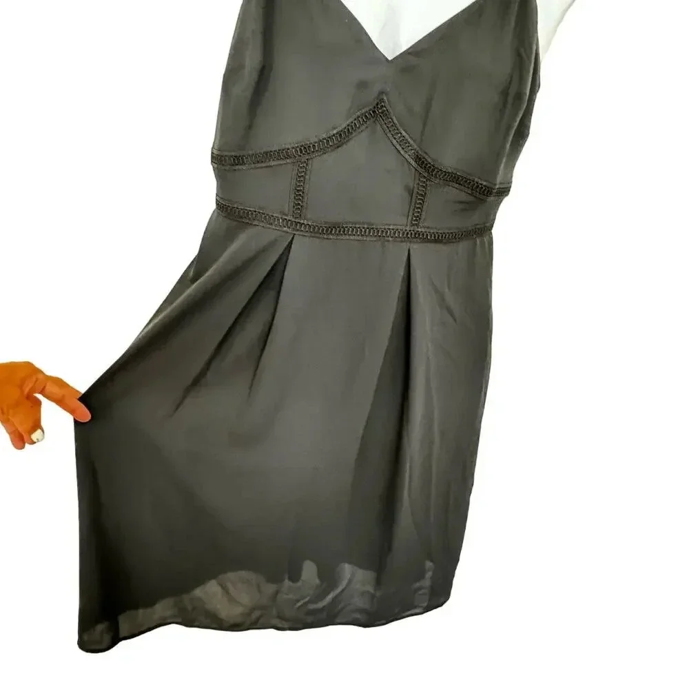 New All Worthy by Hunter McGrady Chiffon Black Dress Lace Inset‎ Women's Size O